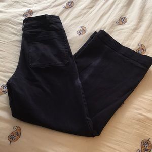 Everlane navy wide leg cropped pant denim pants